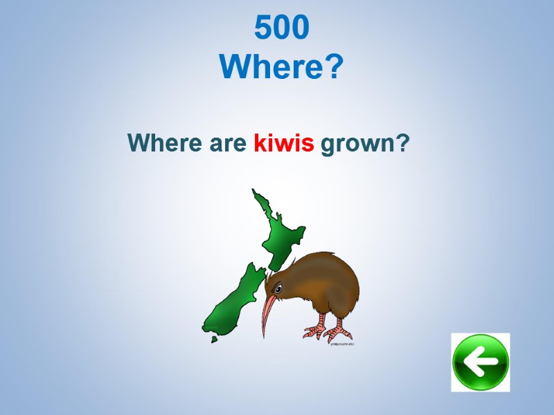 500 Where?  Where are kiwis grown?
